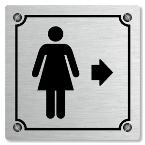 WC ženy vpravo, 100x100mm, stříbrná, Kansas